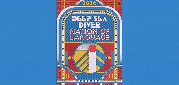 Colorful retro-style concert poster for Deep Sea Diver and Nation of Language 2026 tour
