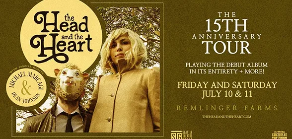 The Head and the Heart 15th Anniversary Tour promotional poster for Remlinger Farms July 10-11
