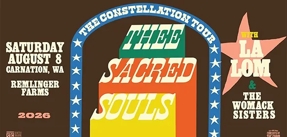 The Sacred Souls Constellation Tour concert poster at Remlinger Farms, Carnation WA, August 8 2026